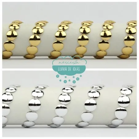 Pasamanería cromada de tachas redondas - Serie John