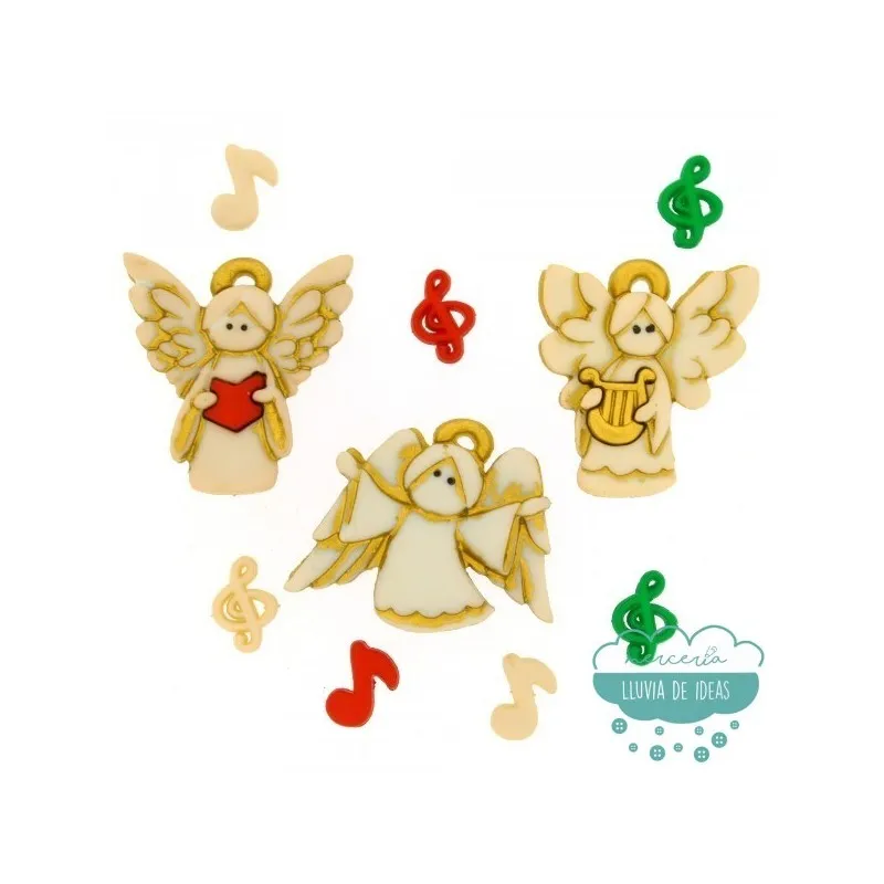 Botones Decorativos De Navidad - Coro De Ángeles - Dress It Up