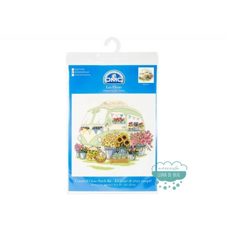 Kit punto de cruz DMC - Caravana Les Fleurs