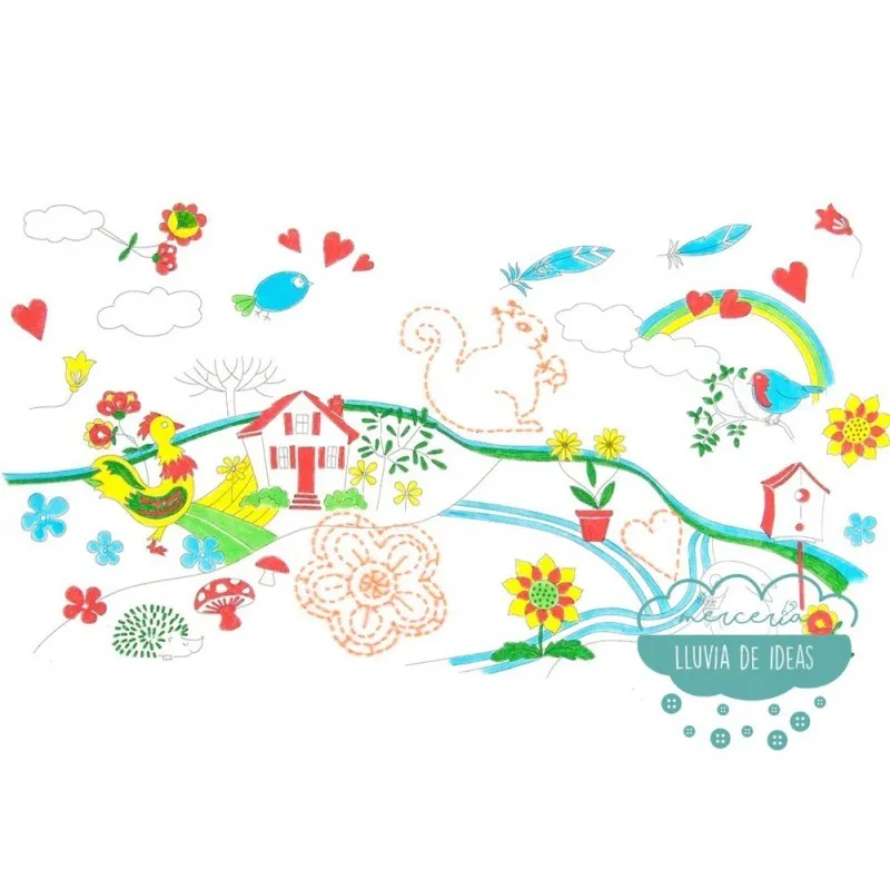 Kit colorea y borda DMC - En el campo Mercería Lluvia de Ideas
