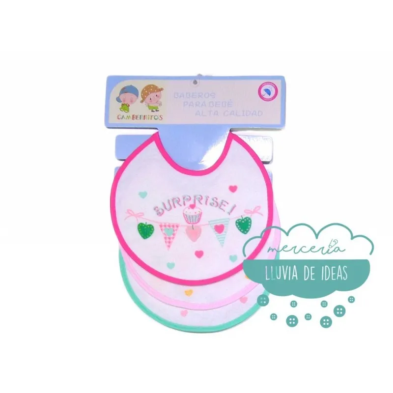 Babero rizo impermeable pack 3 unidades - Modelo Surprise