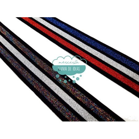 Goma elástica de rayas 40 mm. - Serie Glitter