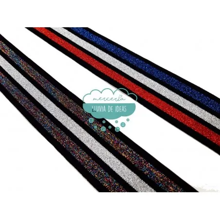 Goma elástica de rayas 40 mm. - Serie Glitter