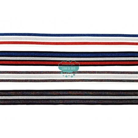 Goma elástica de rayas 40 mm. - Serie Glitter