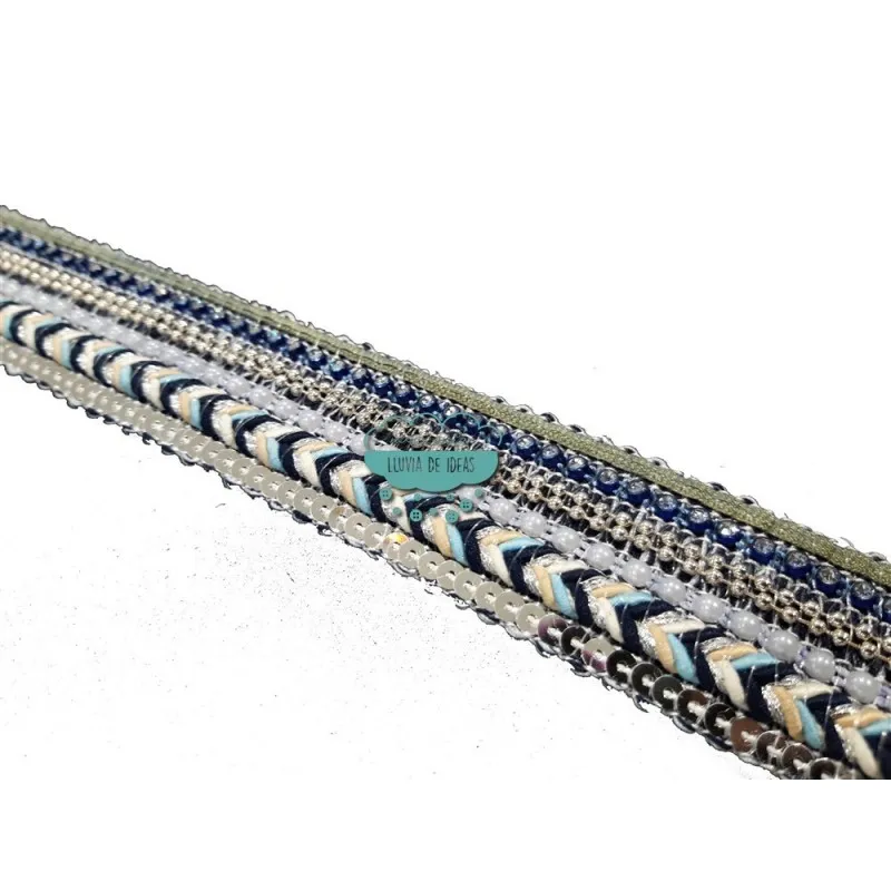 Pasamanería fantasía - Serie Quechua azules Mercería Lluvia de Ideas