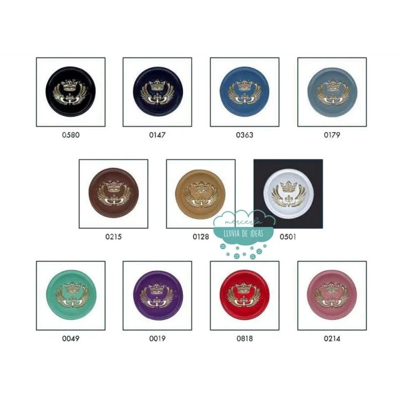 Botón efecto metalizado con escudo - Varios colores