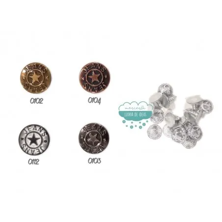 Botón metálico para vaquero - Serie Estrella