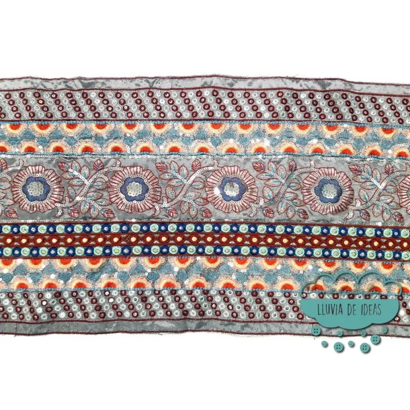 Galón bordado con lentejuelas - Serie Índigo Mercería Lluvia de Ideas