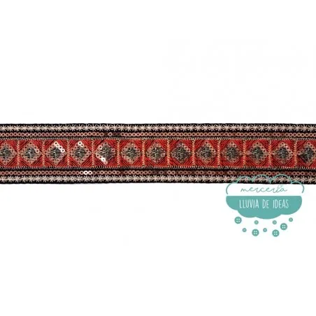 Galón bordado metalizado con lentejuelas - Serie Falak