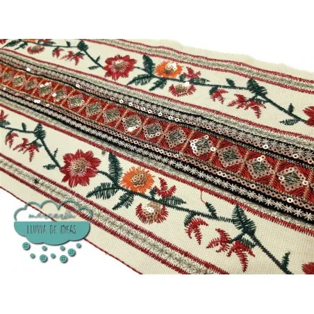 Galón bordado metalizado con lentejuelas - Serie Faruk