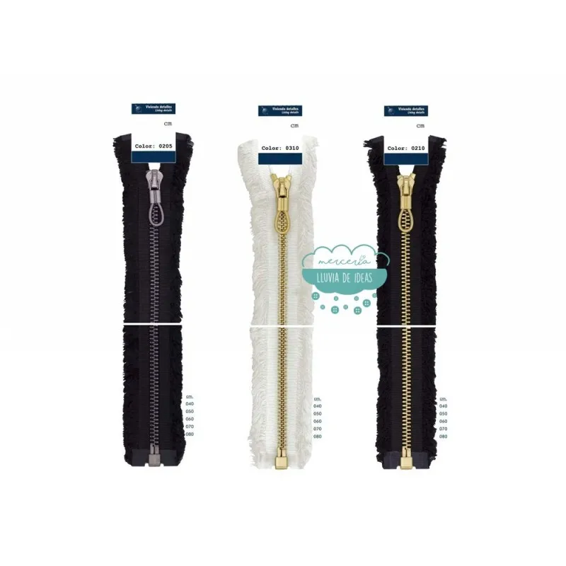 Cremallera metálica con separador - Serie Chenilla Mercería Lluvia de Ideas
