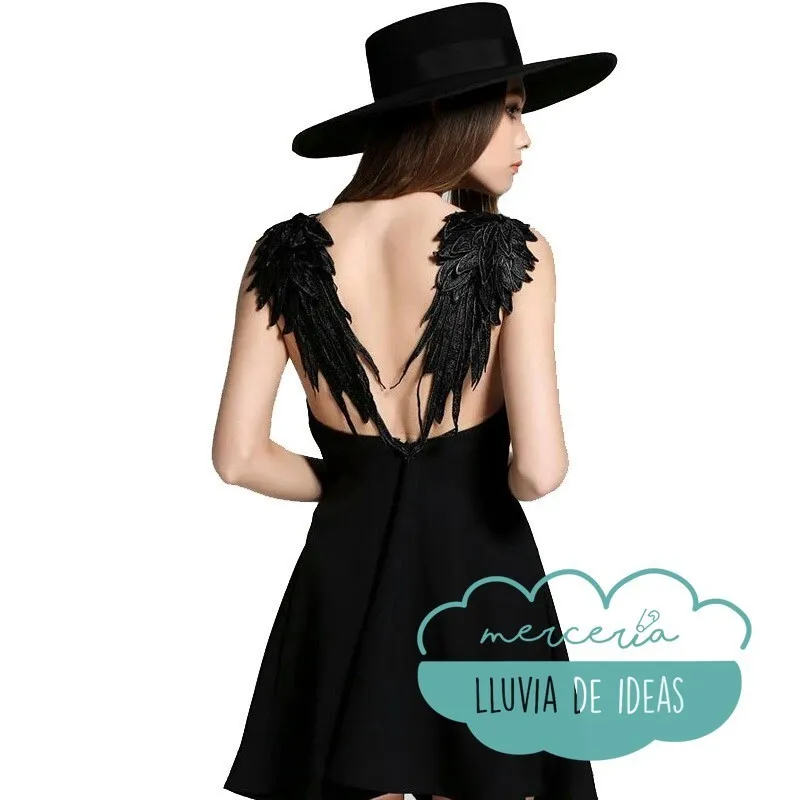 Alas de ángel bordadas - Color negro Mercería Lluvia de Ideas