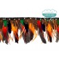 Fleco de plumas de colores con abalorios