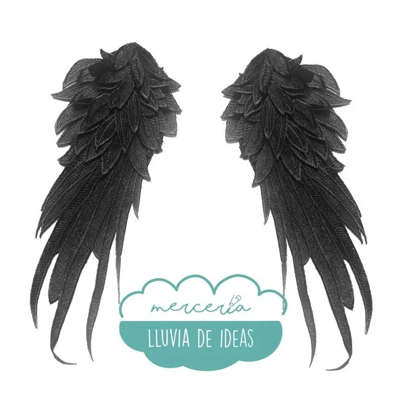 Alas de ángel bordadas - Color negro Mercería Lluvia de Ideas