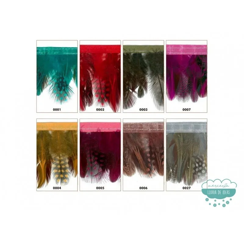 Fleco de plumas de gallina de Guinea - Varios colores