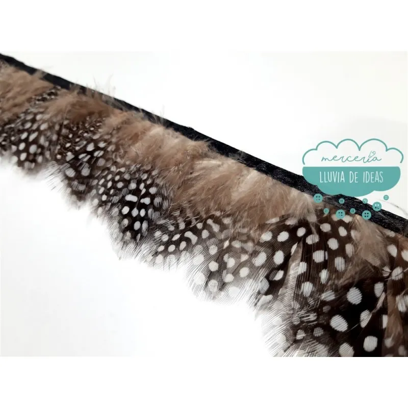 Fleco de plumas de gallina de Guinea - Color natural