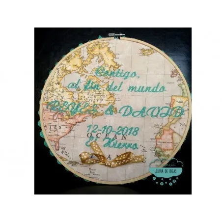 Bastidor bordado - Contigo, al fin del mundo