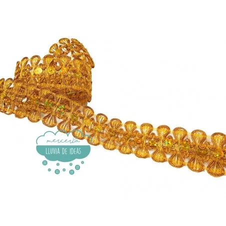 Pasamanería metalizada con lentejuelas - Serie Pétalos