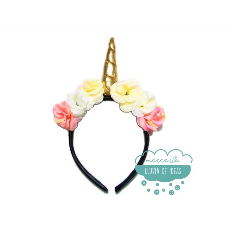 Diadema unicornio con flores Mercería Lluvia de Ideas