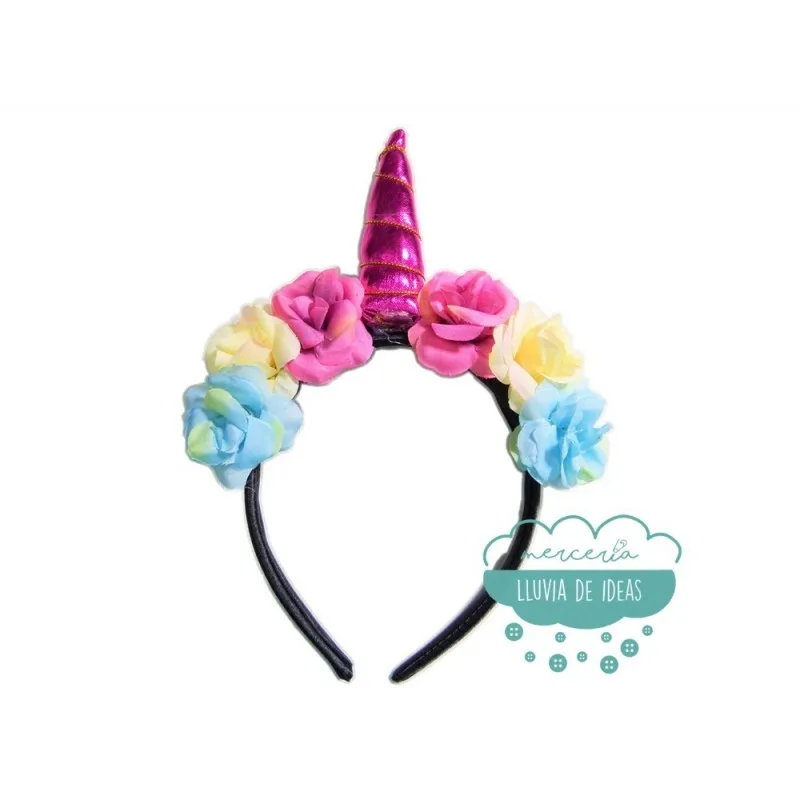Diadema unicornio con flores Mercería Lluvia de Ideas