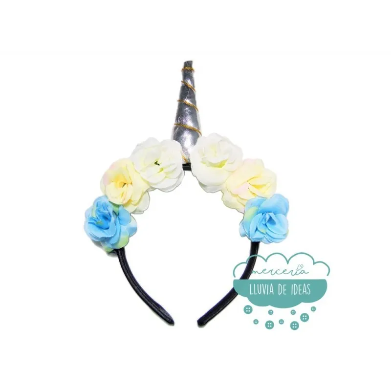Diadema unicornio con flores Mercería Lluvia de Ideas