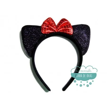 Diadema gatito lazo rojo