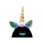 Diadema elástica unicornio con orejas y flores