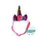 Diadema elástica unicornio con orejas y flores