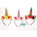 Diadema unicornio con flores y orejas Mercería Lluvia de Ideas