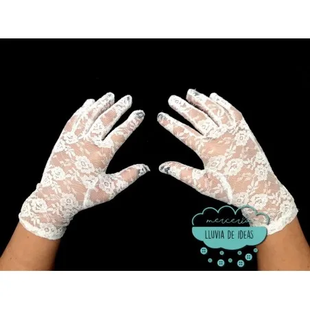 Guantes cortos de encaje para adulto - Color blanco