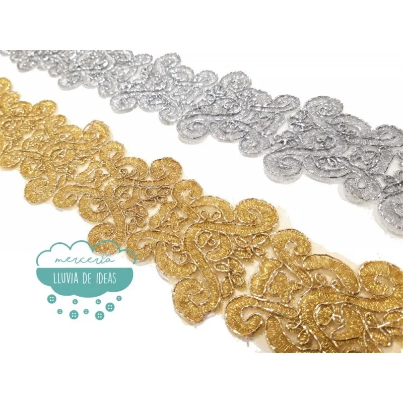 Pasamanería bordada metalizada - Serie Sara