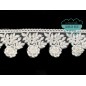 Galón metalizado blanco con bordado de flores - Serie Paloma