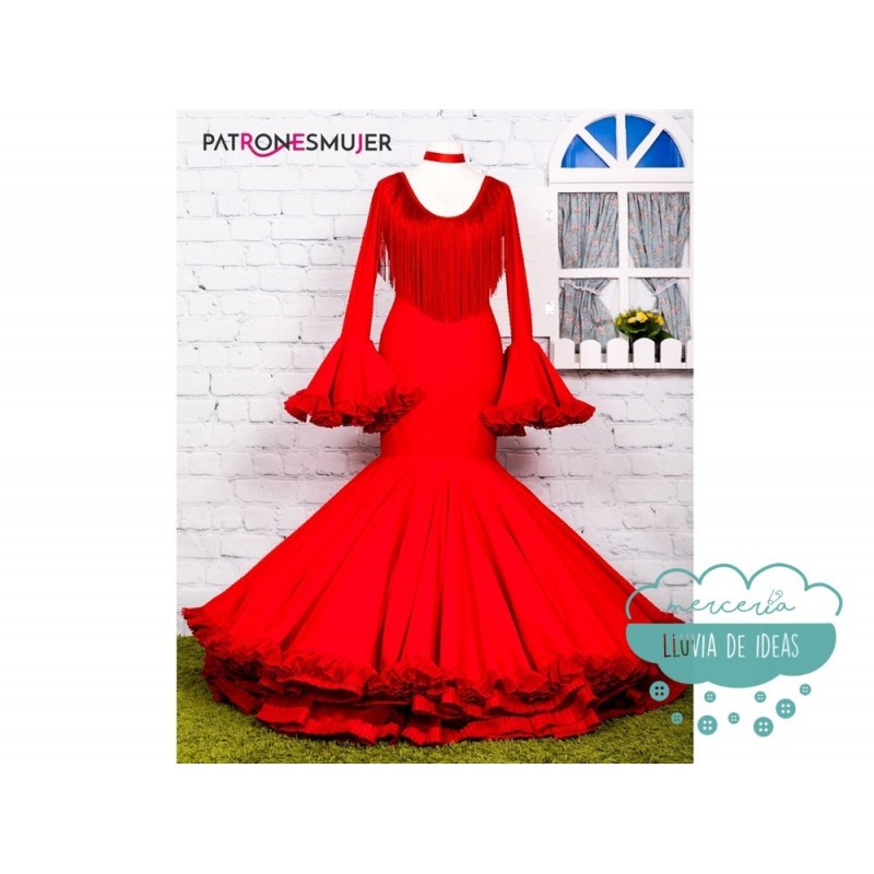 Patrón vestido flamenco largo de mujer. – Patronesmujer: Blog de costura,  patrones y telas.