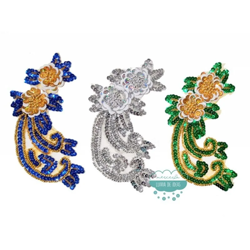 Aplicación de lentejuelas y rocalla - Serie Isabel Mercería Lluvia de Ideas