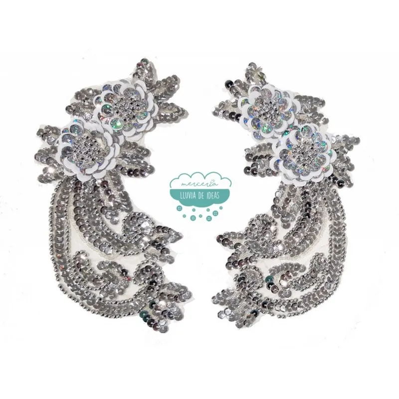 Aplicación de lentejuelas y rocalla - Serie Isabel Mercería Lluvia de Ideas