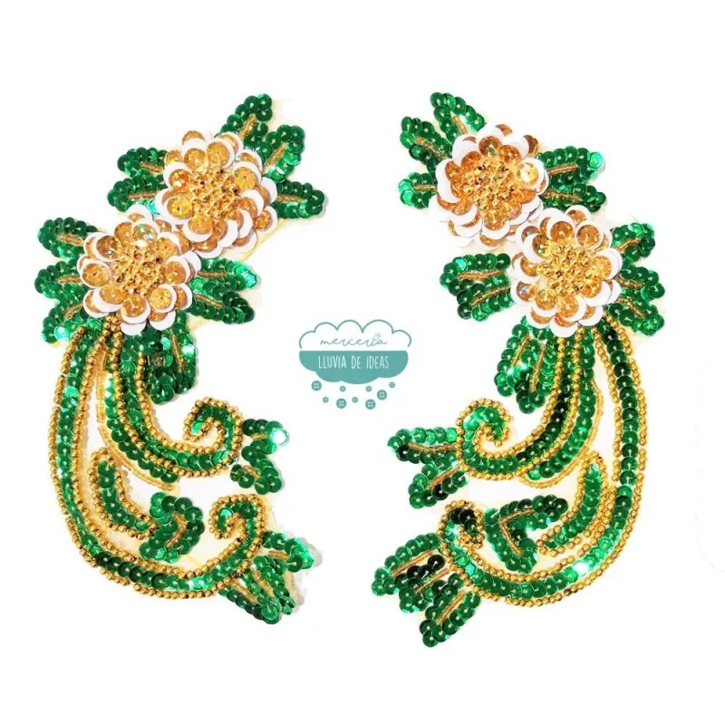 Aplicación de lentejuelas y rocalla - Serie Isabel Mercería Lluvia de Ideas