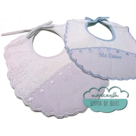 Babero para bordar nombre a punto de cruz pack 2 unidades - Me llamo