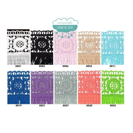 Fleco de guipur con entredós de flores - Varios colores - Serie Rose