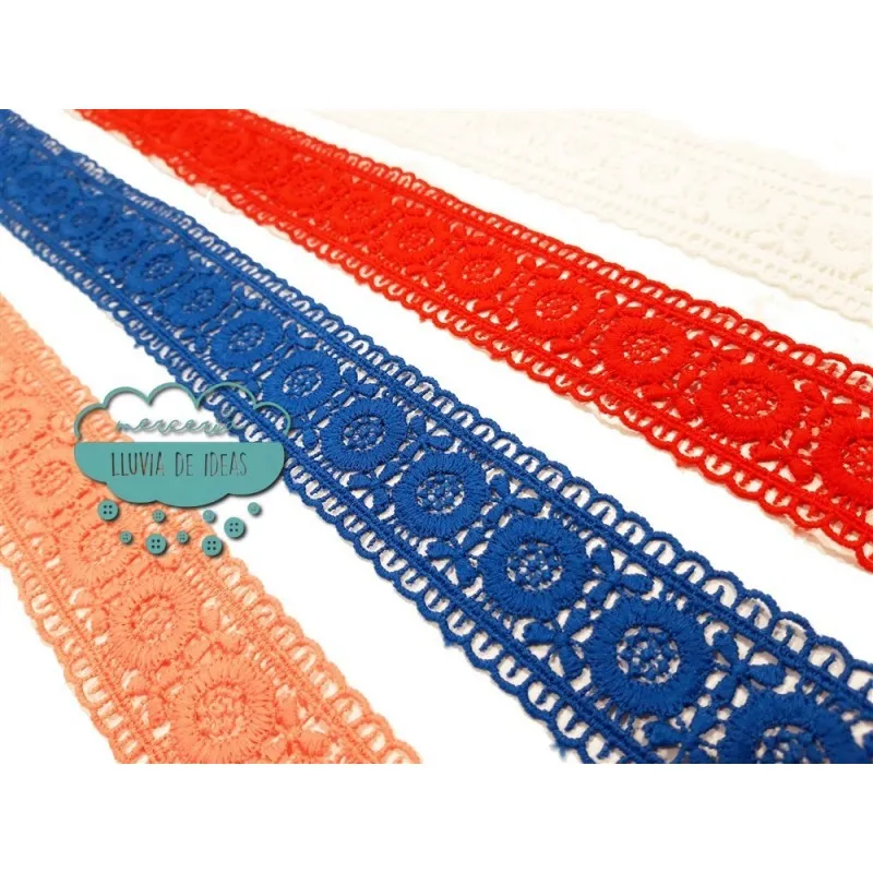 Entredós de guipur con flores - Varios colores - Serie Neida