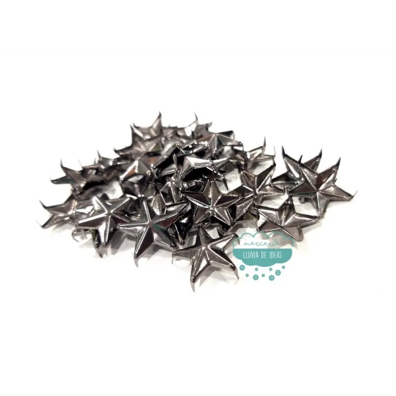 Tachas de estrellas con garras - Color plata pavonado