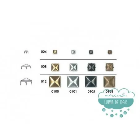 Tachas cuadradas piramidales con garras - Color oro viejo