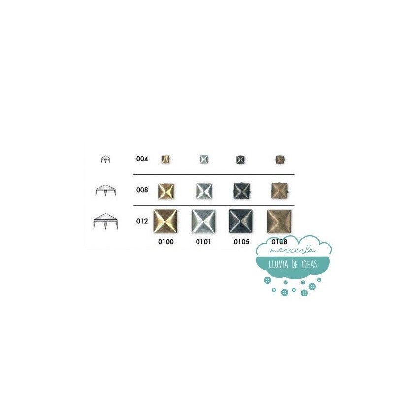 Tachas cuadradas piramidales con garras - Color plateado