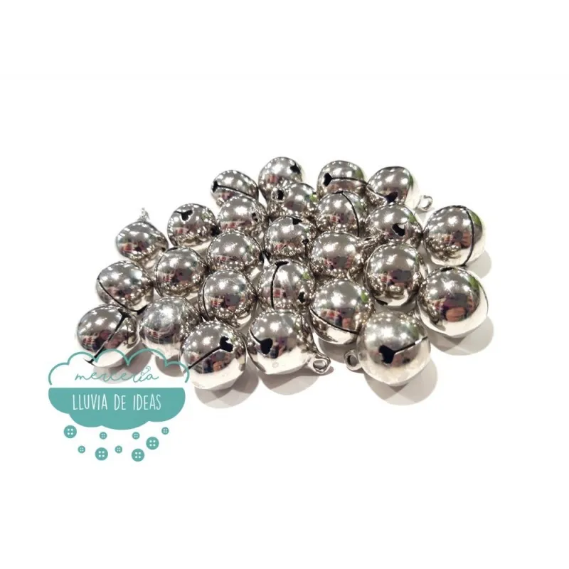 Cascabeles metálicos plateados - Varias medidas