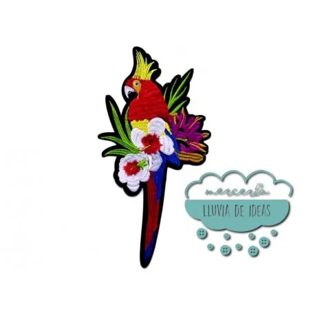 Parche bordado termoadhesivo - Guacamayo (disponible efecto espejo)
