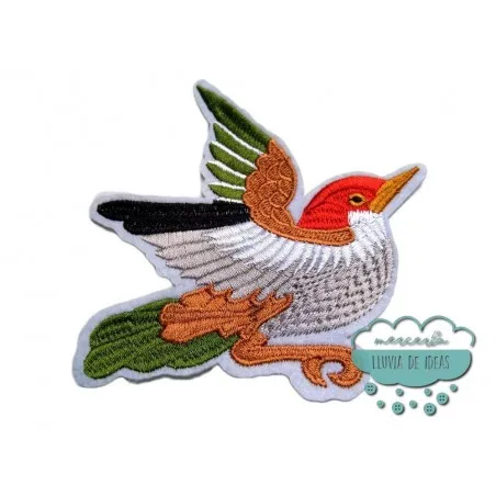 Parche bordado termoadhesivo - Mirlo ala verde
