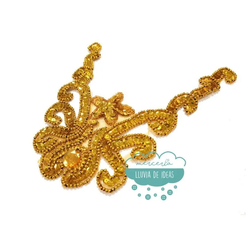 Aplicación de lentejuelas, rocalla y piedra - Serie Paola Mercería Lluvia de Ideas