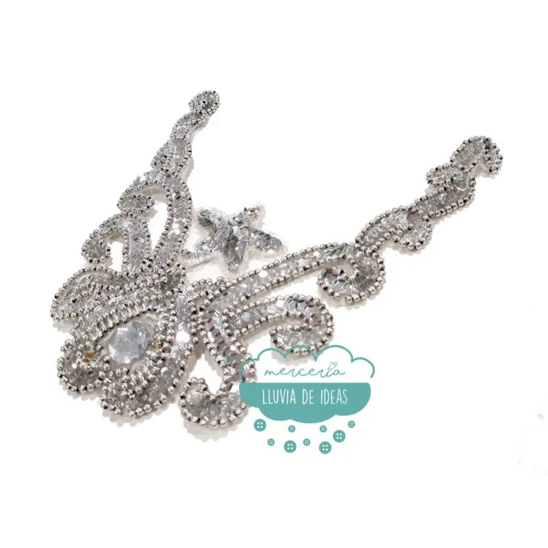 Aplicación de lentejuelas, rocalla y piedra - Serie Paola Mercería Lluvia de Ideas