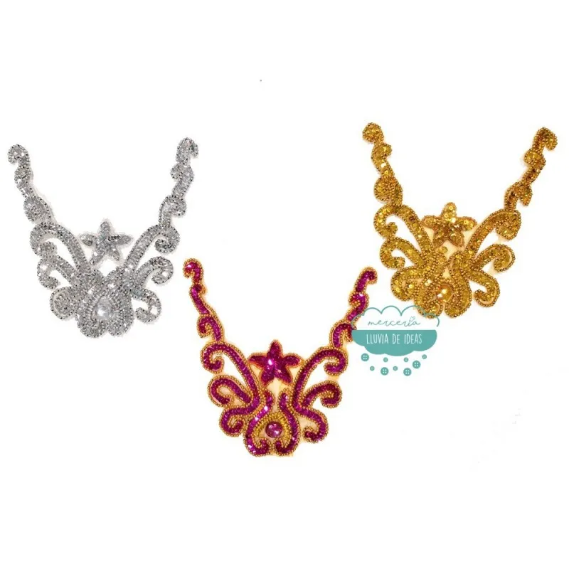 Aplicación de lentejuelas, rocalla y piedra - Serie Paola Mercería Lluvia de Ideas