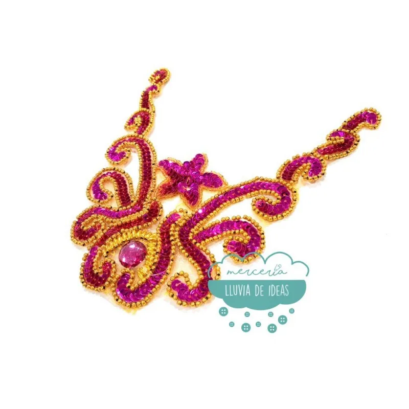 Aplicación de lentejuelas, rocalla y piedra - Serie Paola Mercería Lluvia de Ideas