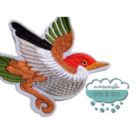 Parche bordado termoadhesivo - Mirlo ala verde